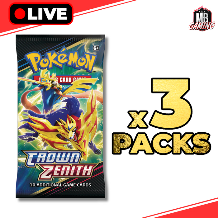 Pokemon: Crown Zenith Booster Pack x3 - LIVE