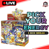 Pokemon: Surging Sparks SV8 - PICK YOUR ENERGY - 3 BOX BREAK