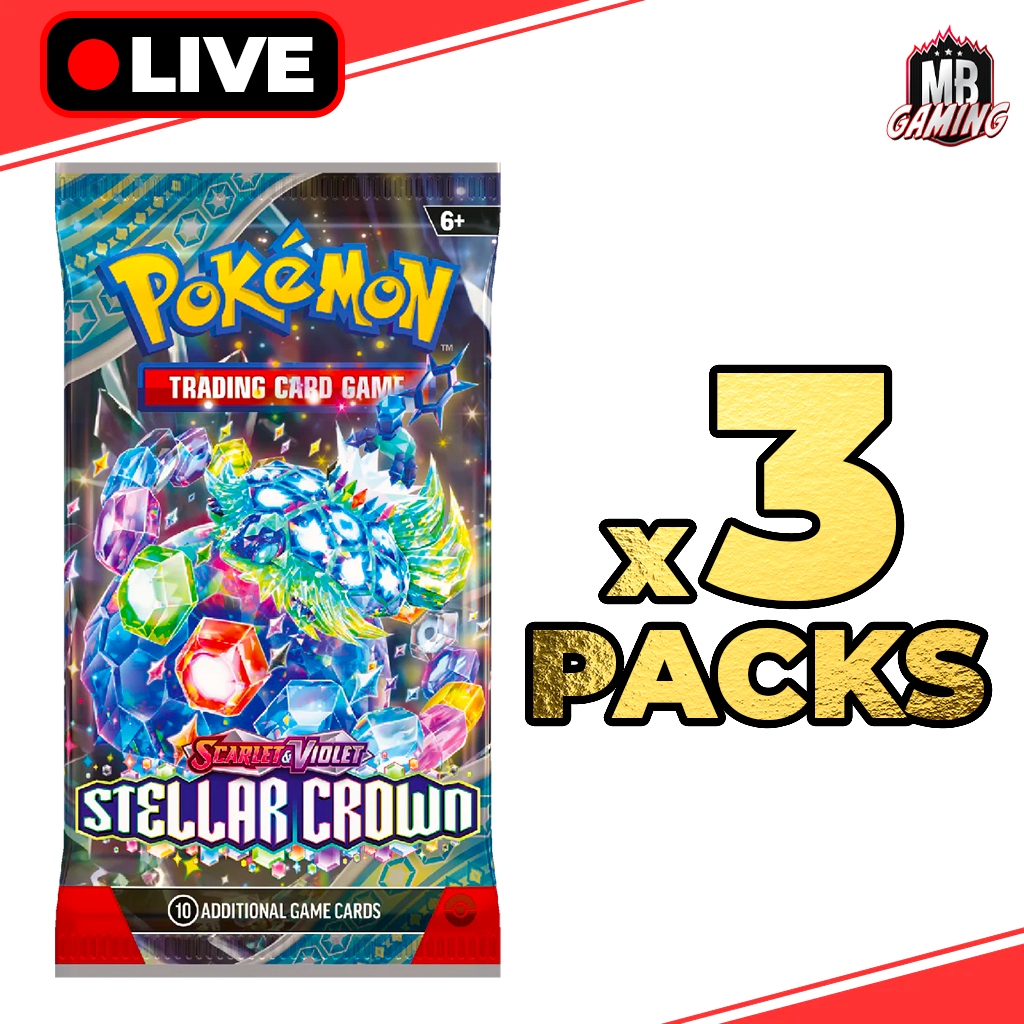 Pokemon: Stellar Crown Booster Pack x3 - LIVE BREAK