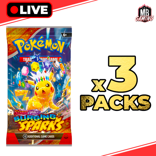 Pokemon: Surging Sparks Booster Pack x3 (SV08) - LIVE BREAK